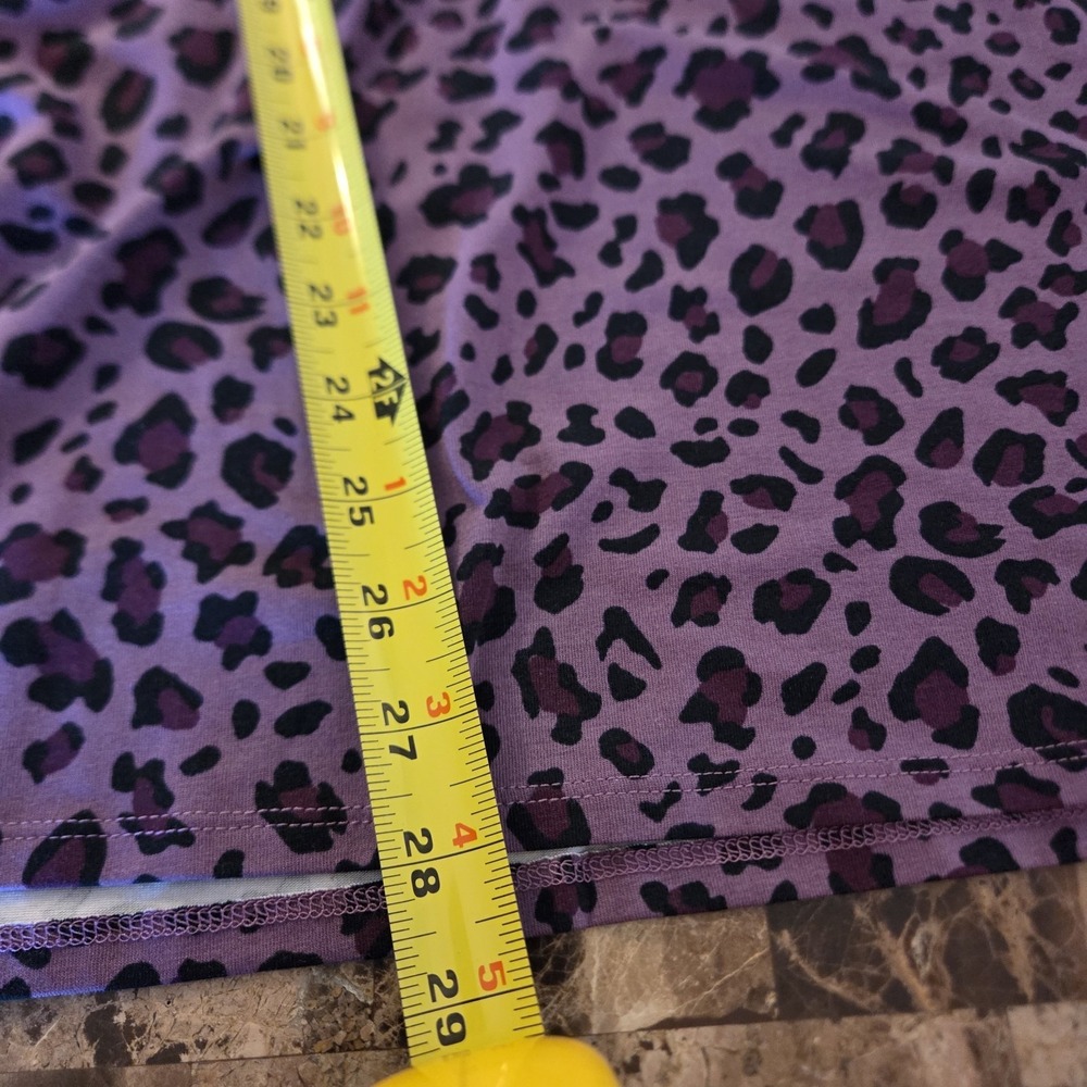Belle Kim Gravel XL purple cheetah‎ tunic top faux leather trim casual bold fun - Picture 6 of 10